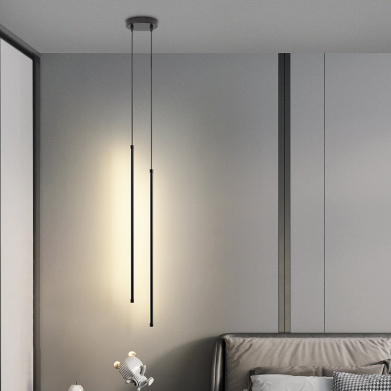 Salon pendentif linéaire lampe en aluminium LED de suspension minimaliste en noir