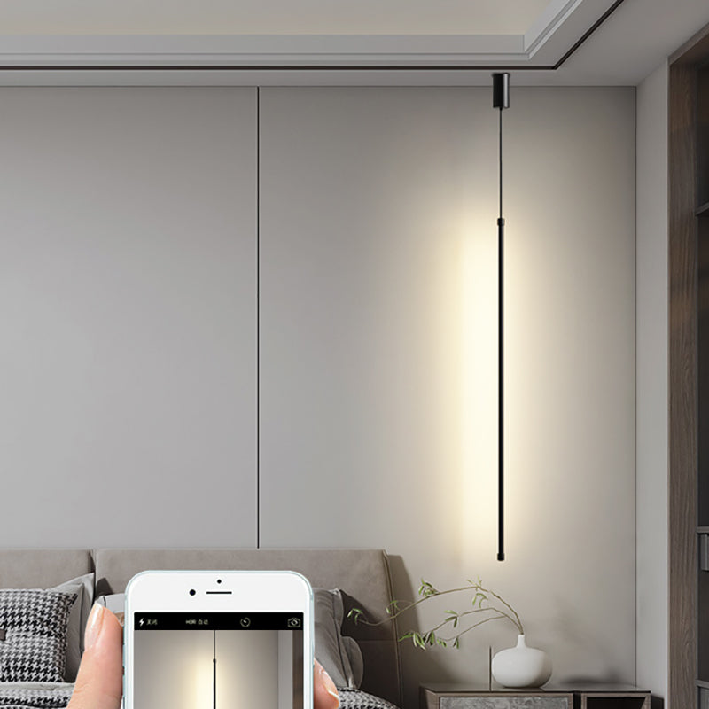 Salon pendentif linéaire lampe en aluminium LED de suspension minimaliste en noir