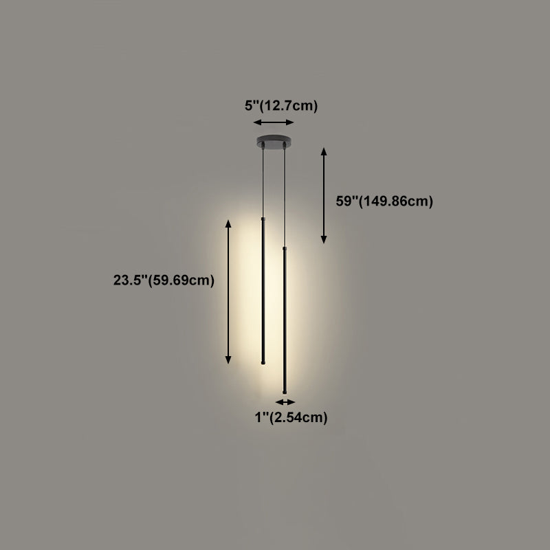 Salon pendentif linéaire lampe en aluminium LED de suspension minimaliste en noir