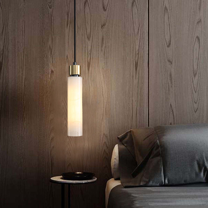 Éclairage de pendentif simple en marbre contemporain pour salle à manger cafée