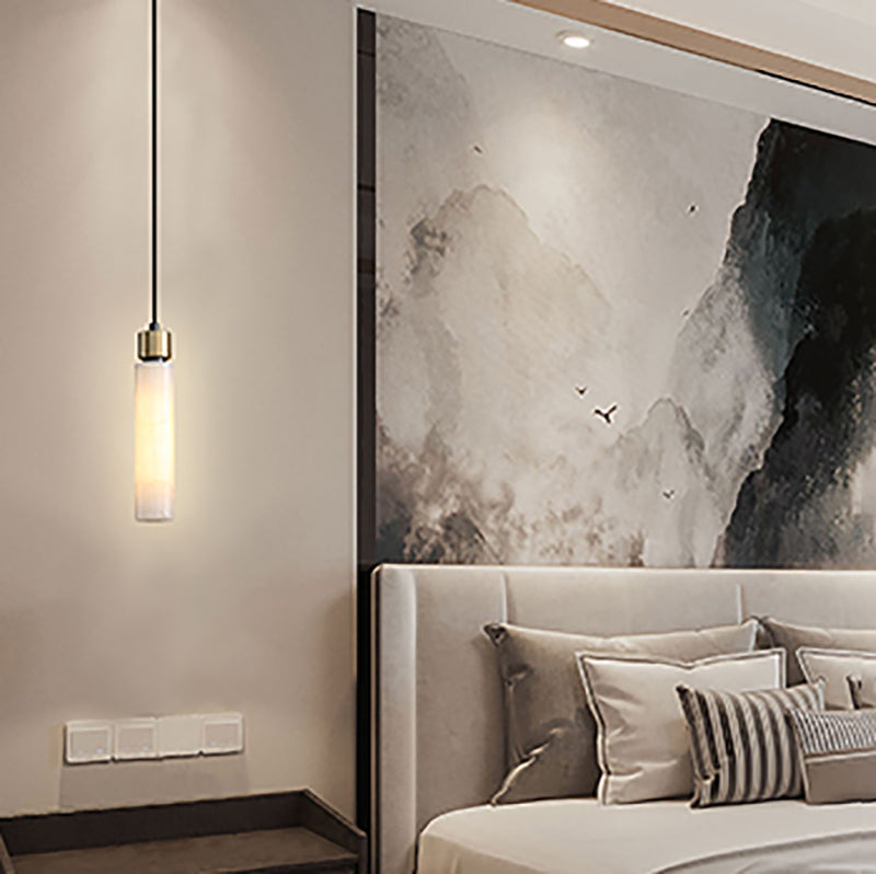 Éclairage de pendentif simple en marbre contemporain pour salle à manger cafée