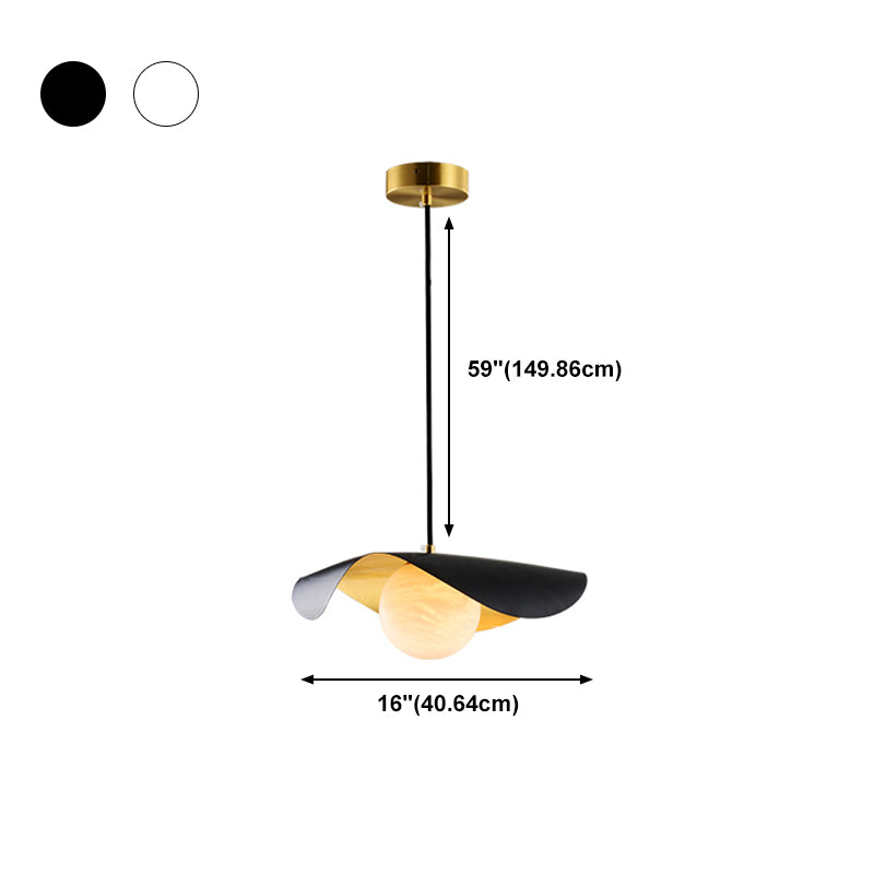 Éclairage de suspension en forme de feuille de lotus postmoderne Métal 1-Light Dining Room Hanging Light