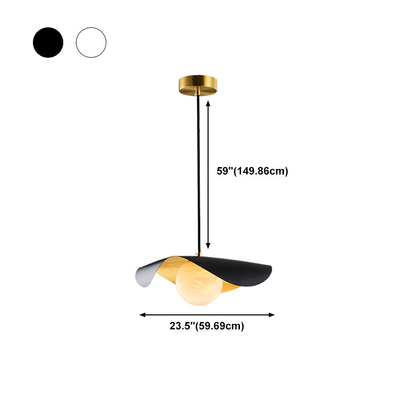 Éclairage de suspension en forme de feuille de lotus postmoderne Métal 1-Light Dining Room Hanging Light