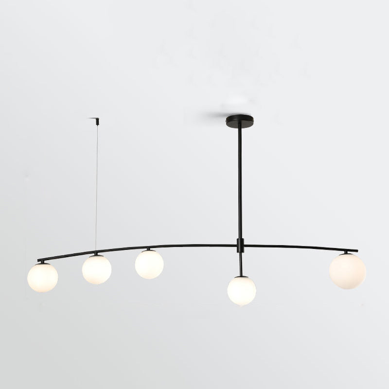 Modern Metal Island Light Fixture Multi-Head Restaurant Hanging Lamp with Glass Shade