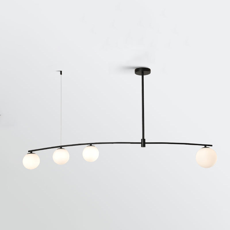 Modern Metal Island Light Fixture Multi-Head Restaurant Hanging Lamp with Glass Shade