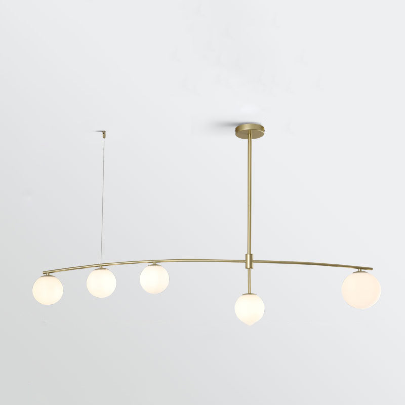 Modern Metal Island Light Fixture Multi-Head Restaurant Hanging Lamp with Glass Shade