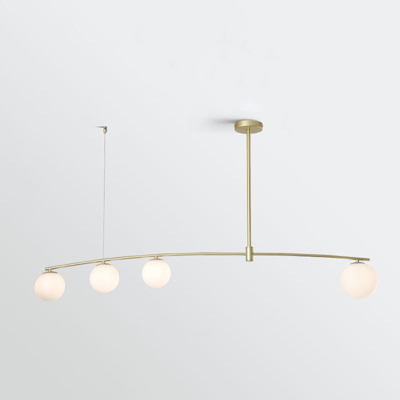 Modern Metal Island Light Fixture Multi-Head Restaurant Hanging Lamp with Glass Shade