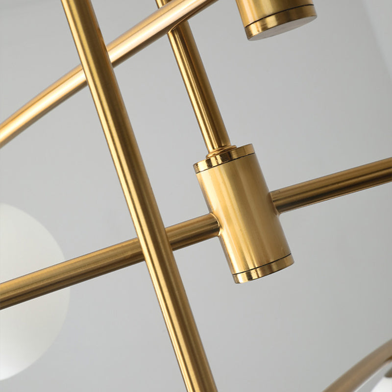 Modern Metal Island Light Fixture Multi-Head Restaurant Hanging Lamp with Glass Shade