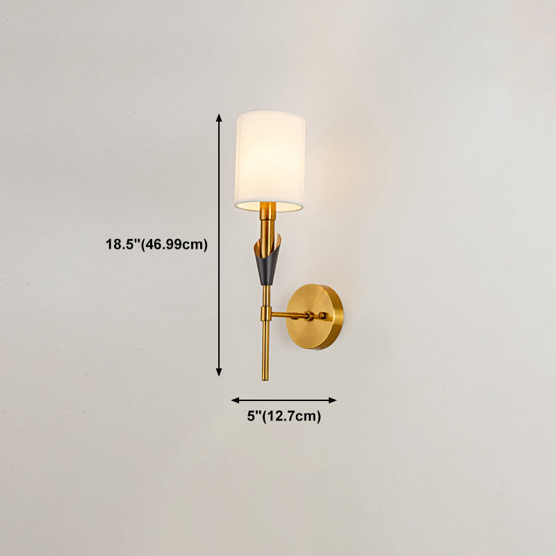 Nordic Style Metall Wandleuchter Zylinder Goldwandlicht mit natürlicher Sackleinen für Schlafzimmer