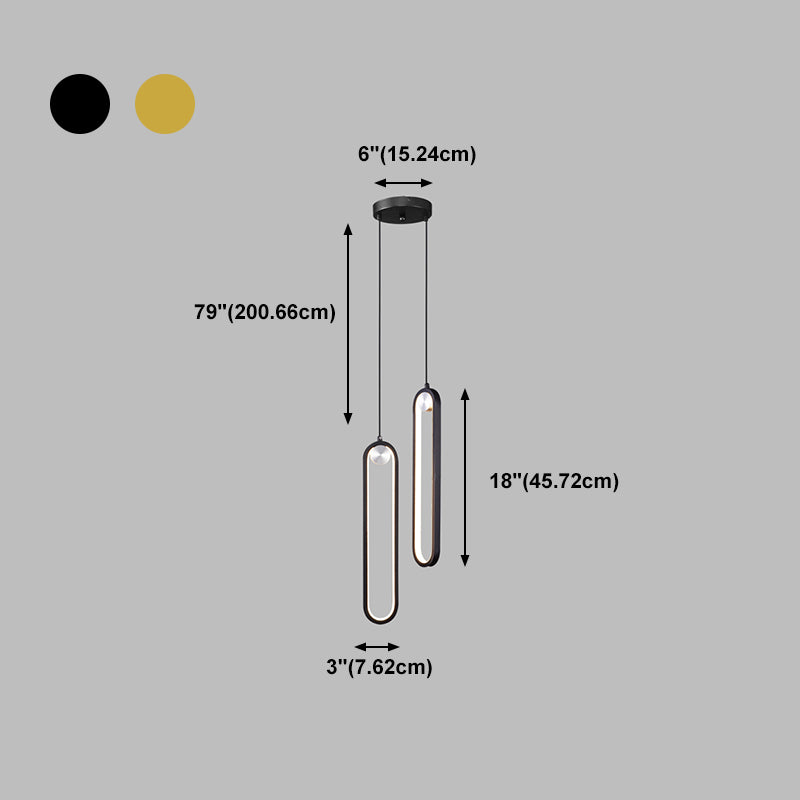 Pendre du salon LED Minimaliste forme ovale Lumière suspendue avec une nuance de gel de silice