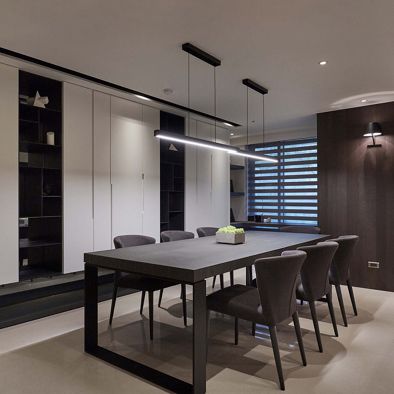 Candelier de techo LED moderno comedor nórdico Luz colgante lineal larga