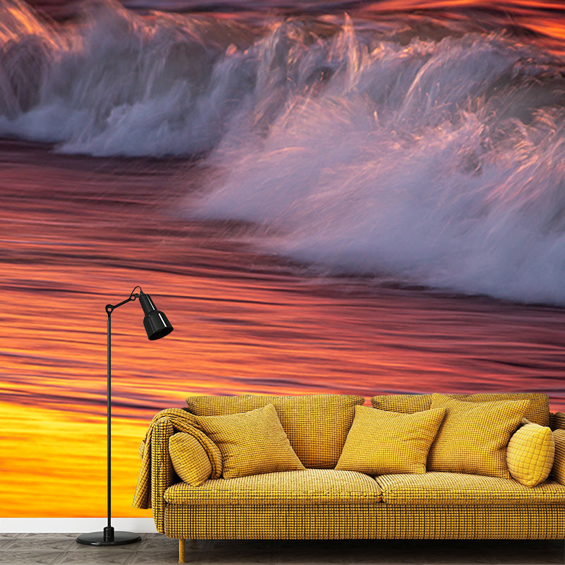 Sea Wave Photography Mural Wallpaper Environment Friendly Living Room Wall Mural
