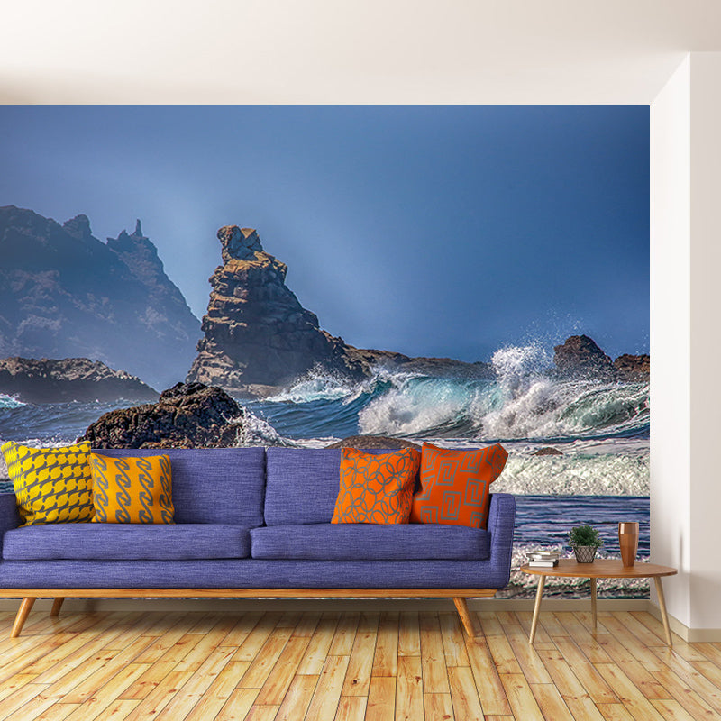 Sea Wave Photography Mural Wallpaper Environment Friendly Living Room Wall Mural