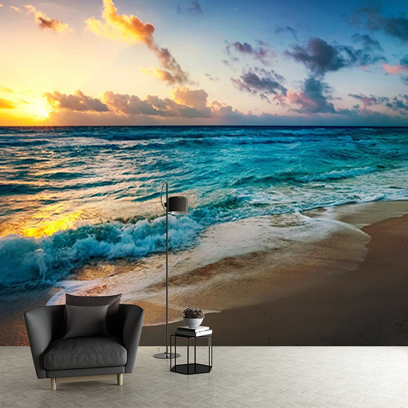Tropical Scenery Resistant Mural Wallpaper Environment Friendly Sleeping Room Wall Mural