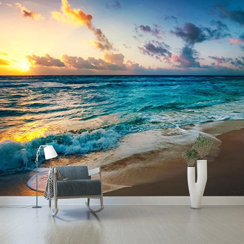 Tropical Scenery Resistant Mural Wallpaper Environment Friendly Sleeping Room Wall Mural