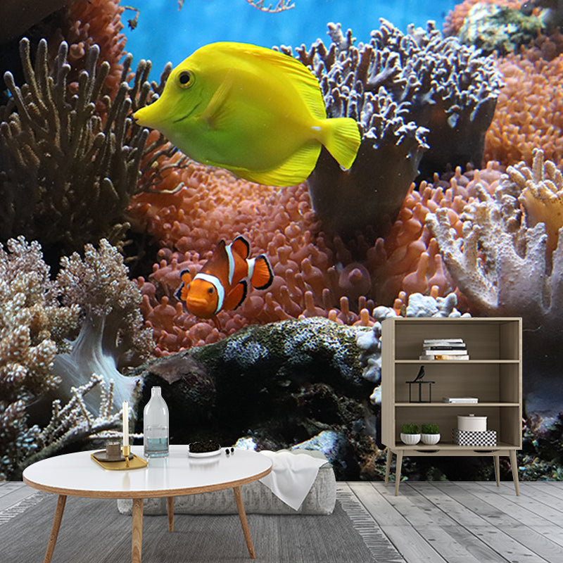 Underwater World Mildew Resistant Wallpaper Sleeping Room Wall Mural