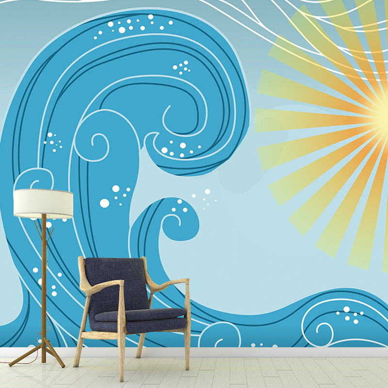Modern Illustration Mural Wallpaper Sea Wave Indoor Wall Mural