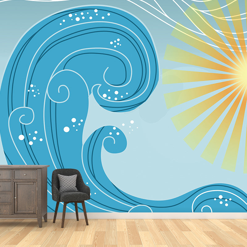 Modern Illustration Mural Wallpaper Sea Wave Indoor Wall Mural