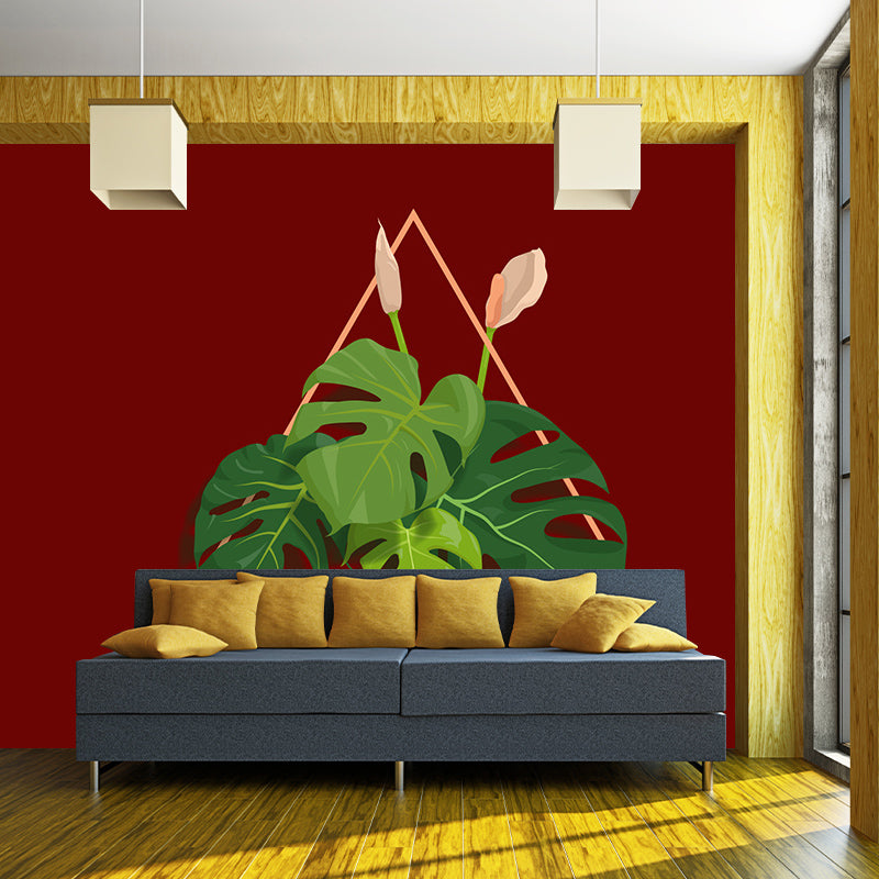 Illustration Stain Resistant Mural Wallpaper Tropical Plants Living Room Wall Mural