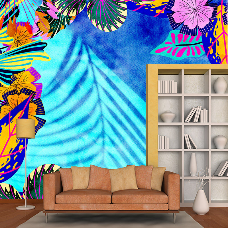 Illustration Stain Resistant Mural Wallpaper Tropical Plants Living Room Wall Mural