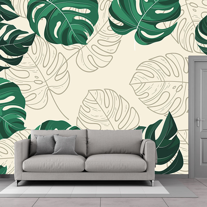 Illustration Stain Resistant Mural Wallpaper Tropical Plants Living Room Wall Mural