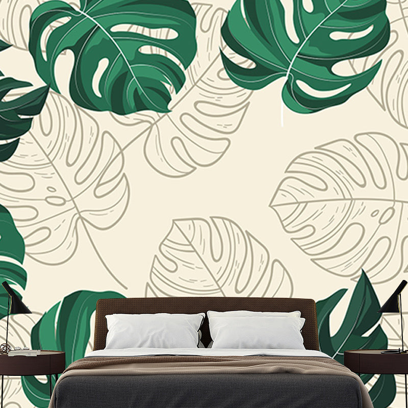 Illustration Stain Resistant Mural Wallpaper Tropical Plants Living Room Wall Mural
