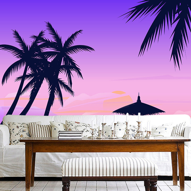 Washable Illustration Mural Wallpaper Tropical Scenery Indoor Wall Mural