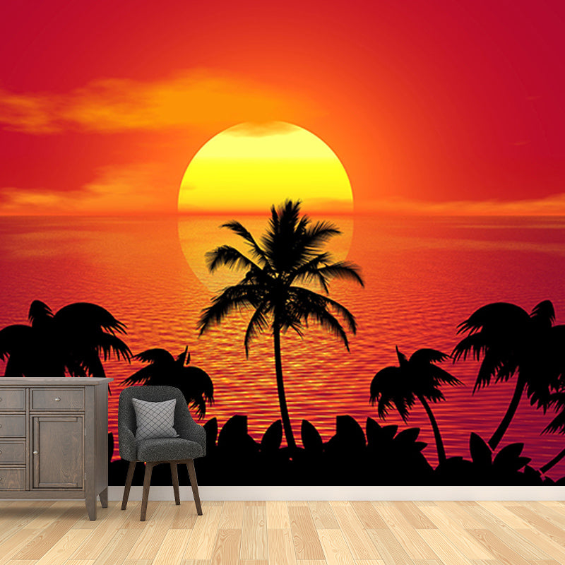 Environment Friendly Mural Wallpaper Tropical Scenery Illustration Bedroom Wall Mural