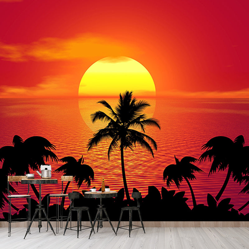 Environment Friendly Mural Wallpaper Tropical Scenery Illustration Bedroom Wall Mural