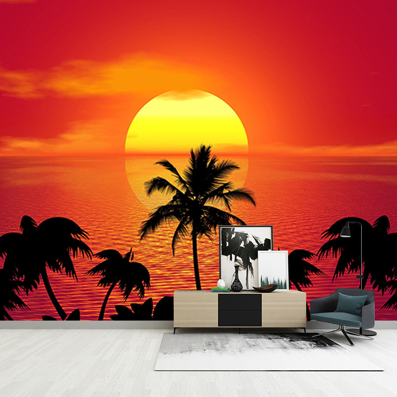 Environment Friendly Mural Wallpaper Tropical Scenery Illustration Bedroom Wall Mural