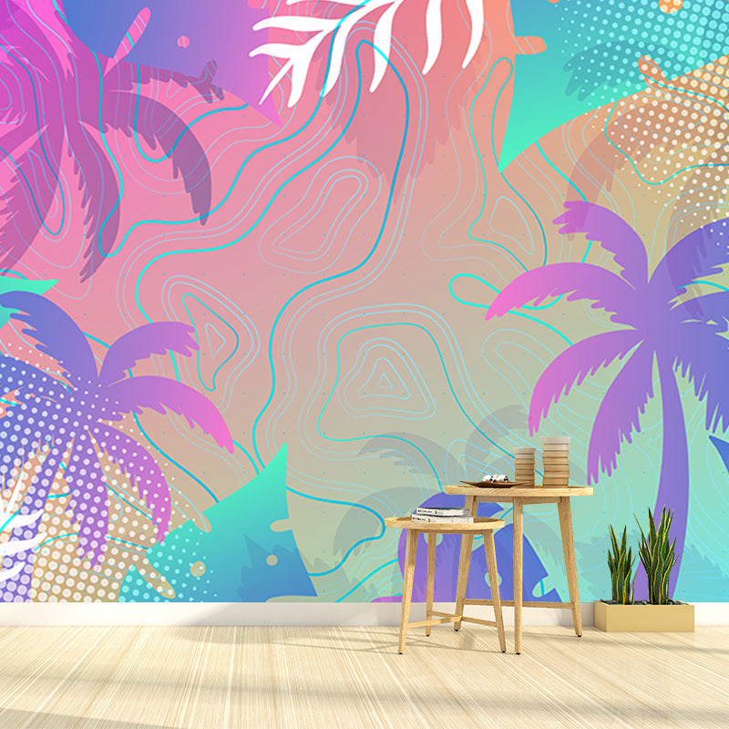 Environment Friendly Mural Wallpaper Tropical Scenery Illustration Bedroom Wall Mural