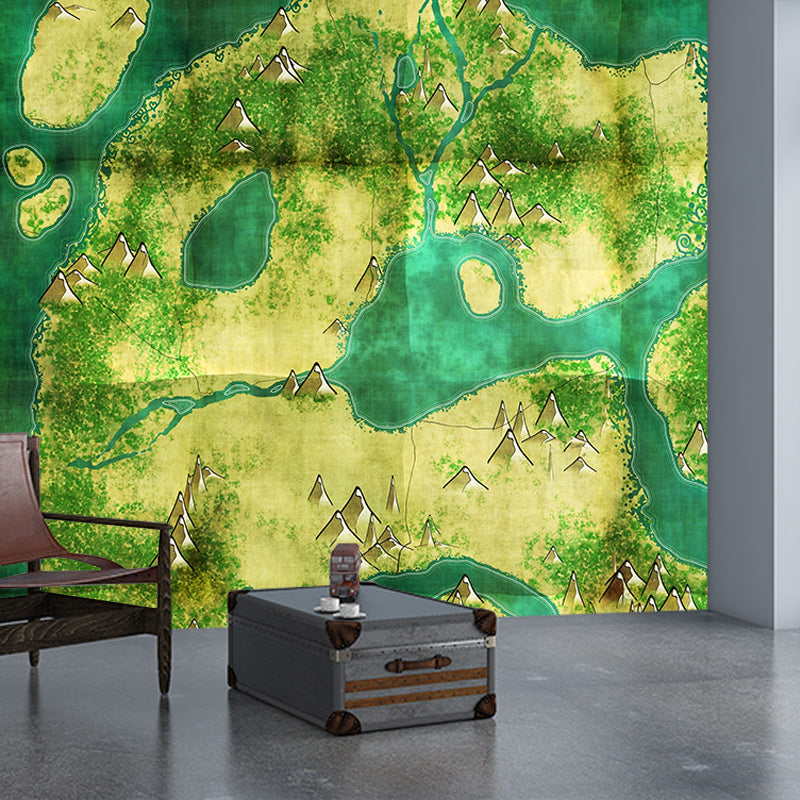 Bright Color Wall Mural Wallpaper Map Sitting Room Wall Mural