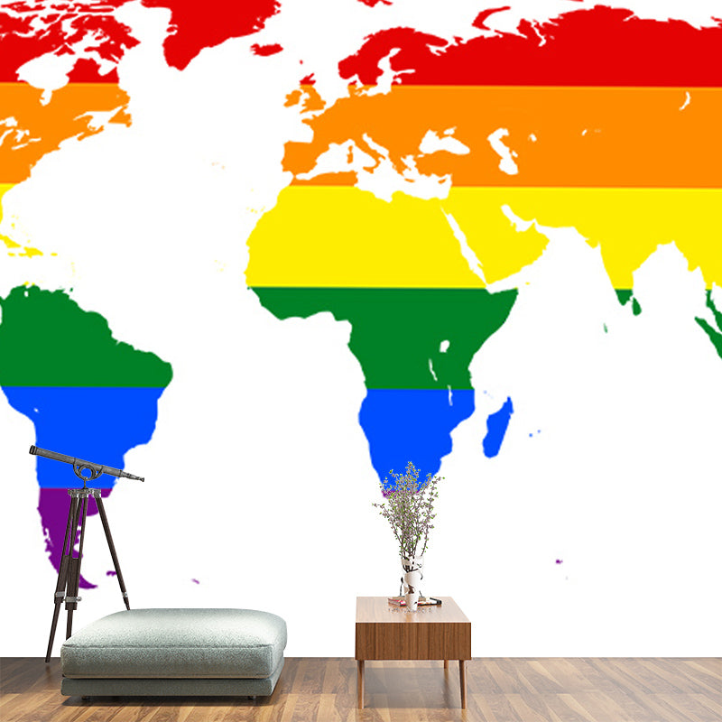 World Map Mildew Resistant Mural Wallpaper Sleeping Room Wall Mural