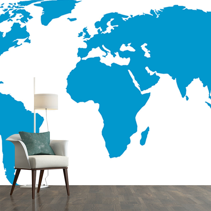 World Map Mildew Resistant Mural Wallpaper Sleeping Room Wall Mural