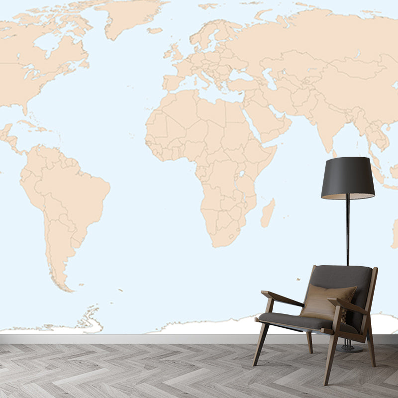World Map Mildew Resistant Mural Wallpaper Sleeping Room Wall Mural