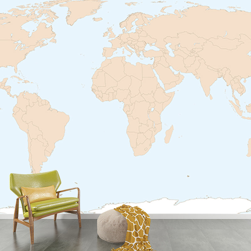 World Map Mildew Resistant Mural Wallpaper Sleeping Room Wall Mural