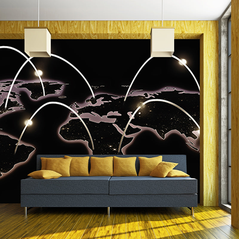 Illustration Stain Resistant Mural Wallpaper World Map Living Room Wall Mural