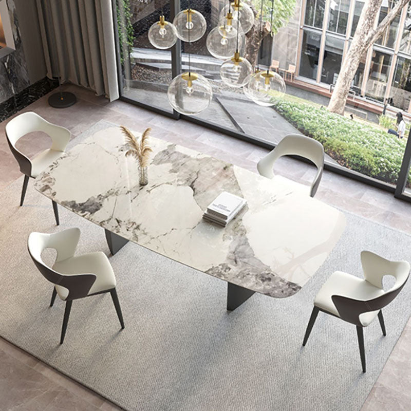 1/2/5/6/7 Pieces Dining Set Modern Sintered Stone Dining Table set with Leather Chairs