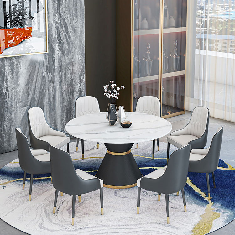 1/2/7/9 Pcs Metal Modern Dining Room Set with Round Table and Pedestal Base Dining Set