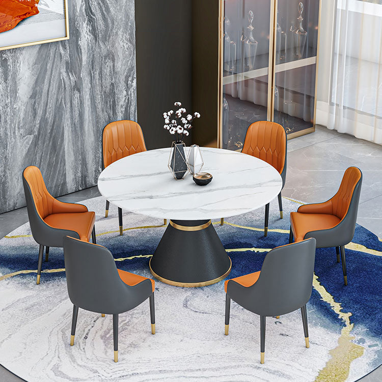 1/2/7/9 Pcs Metal Modern Dining Room Set with Round Table and Pedestal Base Dining Set