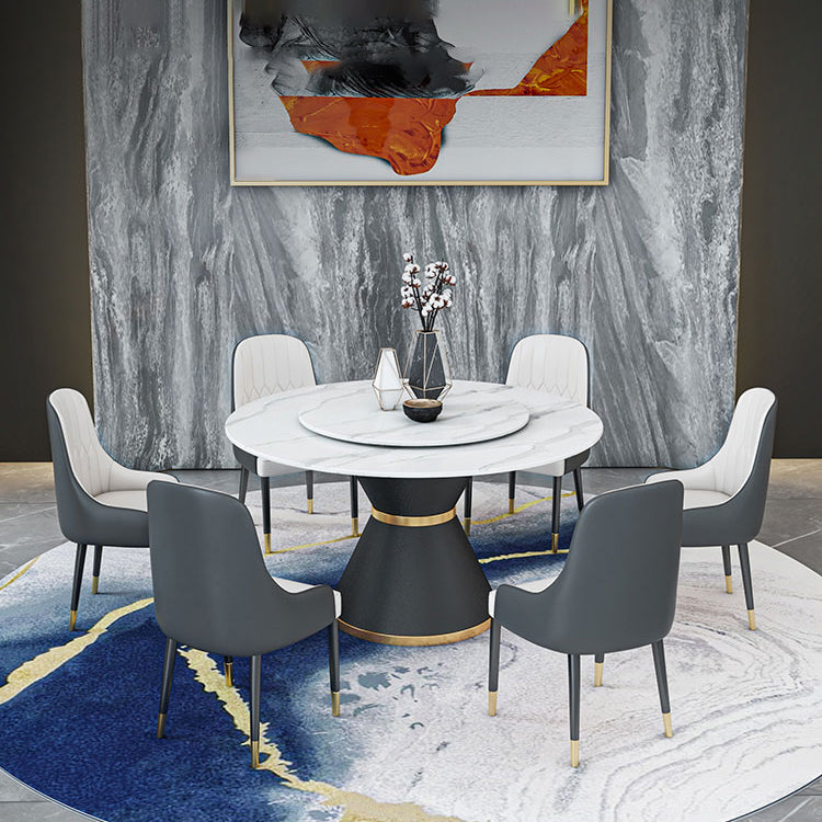 1/2/7/9 Pcs Metal Modern Dining Room Set with Round Table and Pedestal Base Dining Set