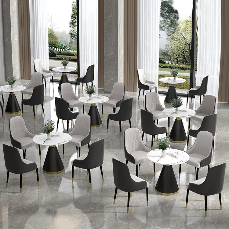 1/2/5 Pcs Metal Glam Dining Room Set with Round Dining Table Dinette Set