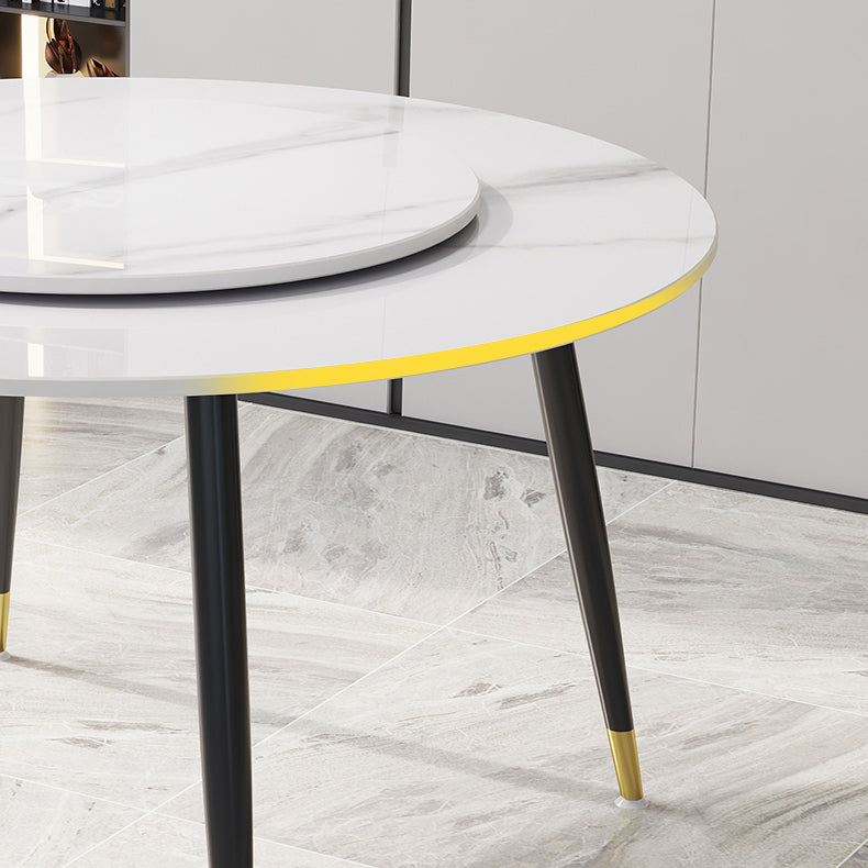 1/4/7 Pcs Metal Modern Dining Room Set with Round Table and Steel Legs Dining Set