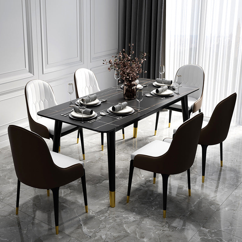 1/5/7 Pcs Metal Contemporary Dining Room Set with Rectangle Table Dining Set