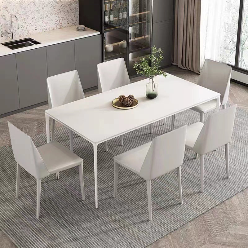 Modern 1/4/5/6/7 Pieces White Dining Set Sintered Stone Dining Table Set with Chairs