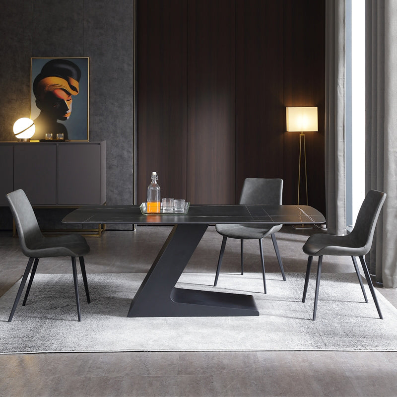 Modern 1/2/3/4/5 Pieces Black Dinette Set Sintered Stone Dining Table with Chairs