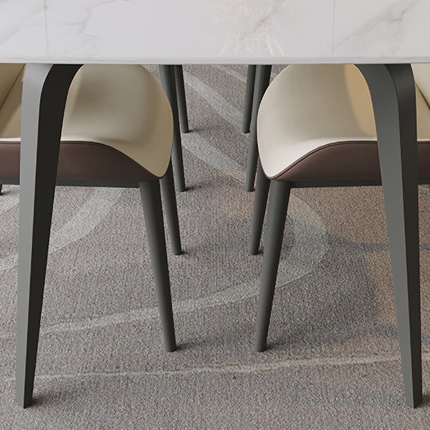 Modern 1/4/5/7/9 Pieces Dining Set Sintered Stone Dining Table Set with Leather Chairs