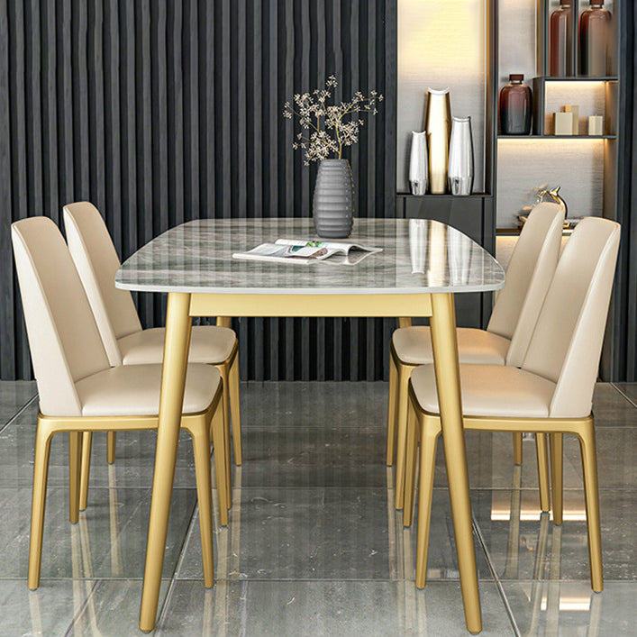 Nordic 1/2/5/7 Pieces Dining Set Sintered Stone Dining Table Set with Leather Chairs