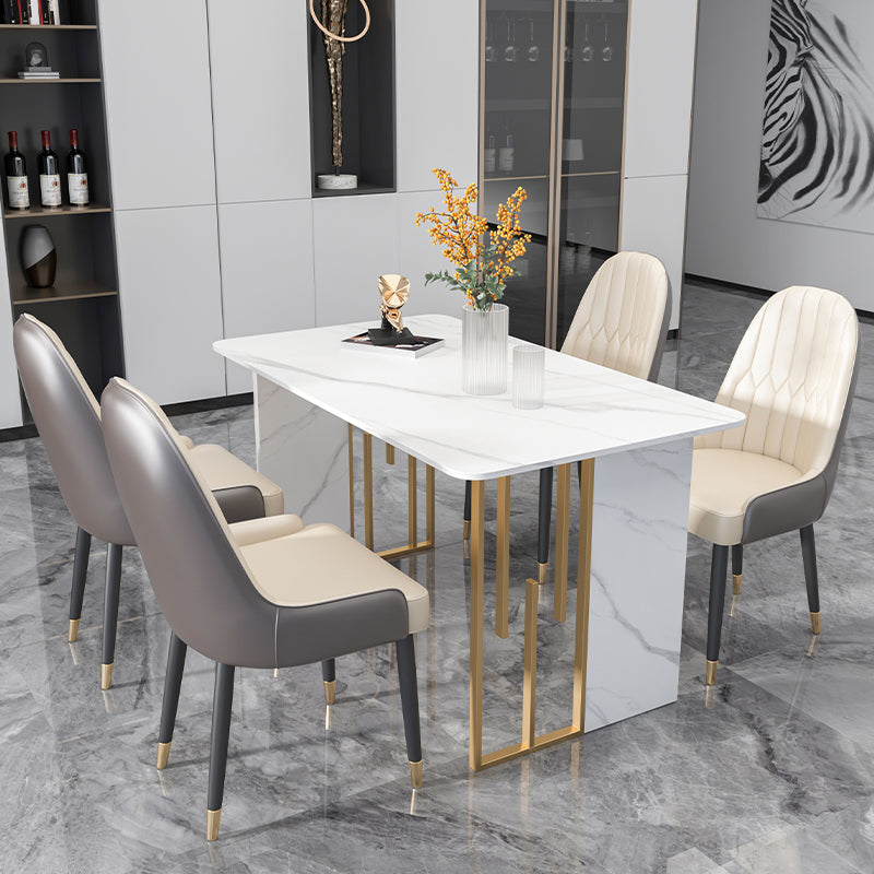 Luxury 1/2/5/7 Pieces Dining Set Sintered Stone Rectangle Dining Table Set with Chairs