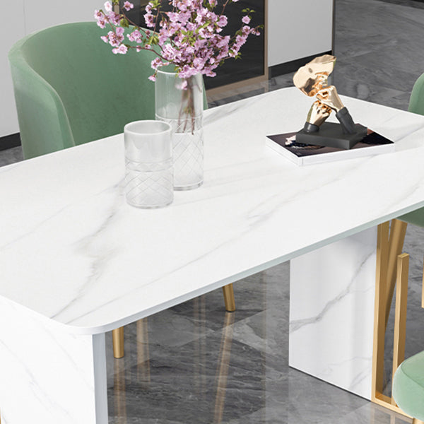 Luxury 1/2/5/7 Pieces Dining Set Sintered Stone Rectangle Dining Table Set with Chairs